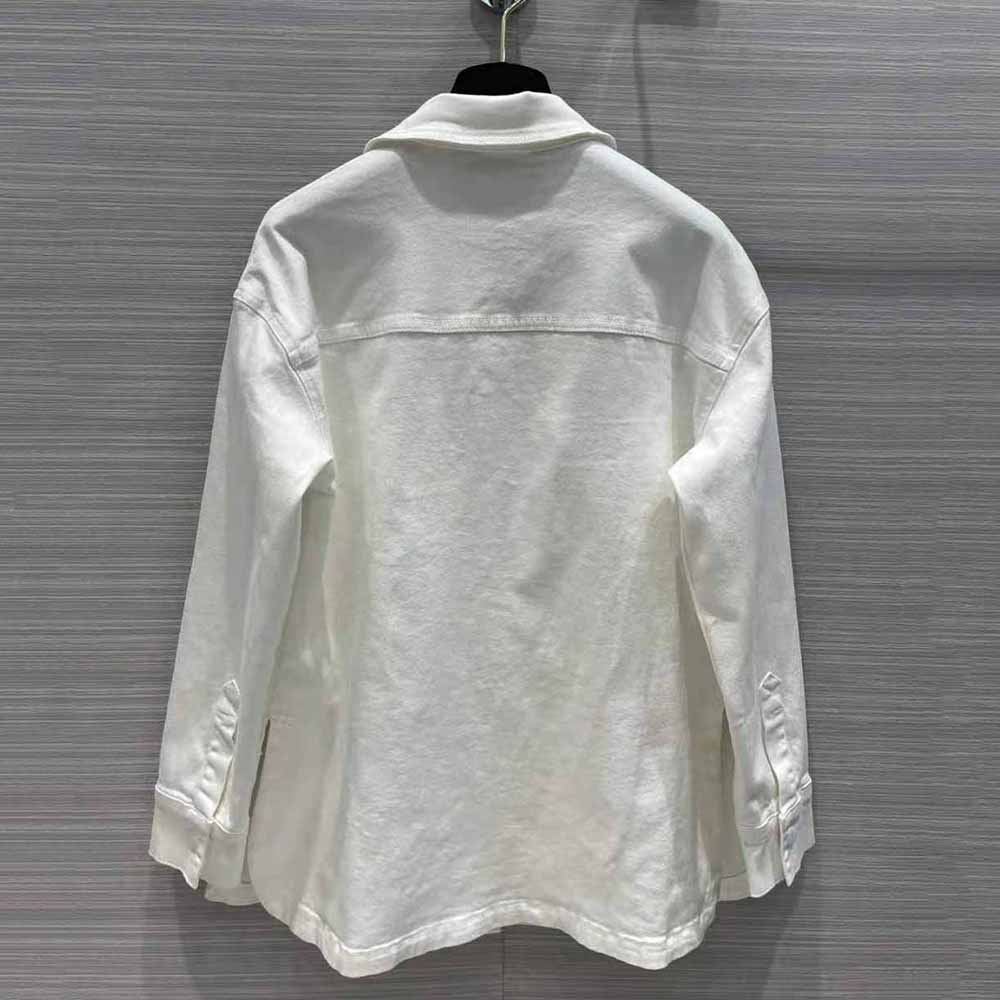 ÁO Fendi Women Single-breasted Go-To White Denim Go-To Jacket