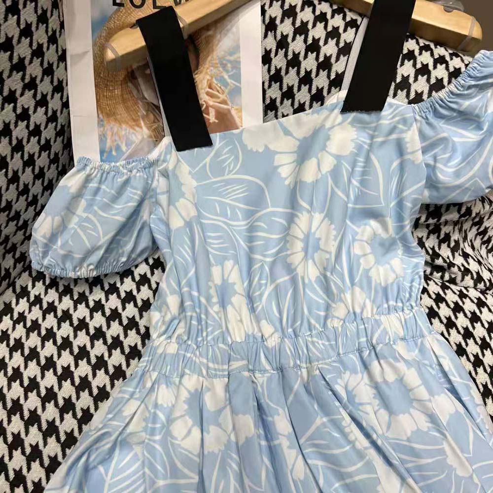 Váy Prada Printed Poplin Dress-Blue