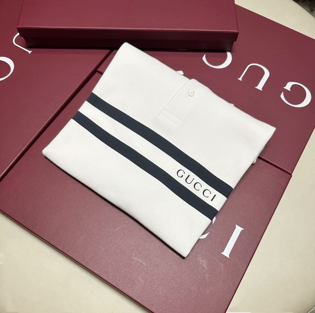 ÁO GUCCI LOGO POLO SHIRT WHITE