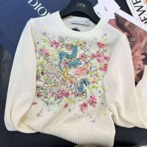 ÁO Dior Women Chez Moi Sweater Ecru Cashmere Intarsia