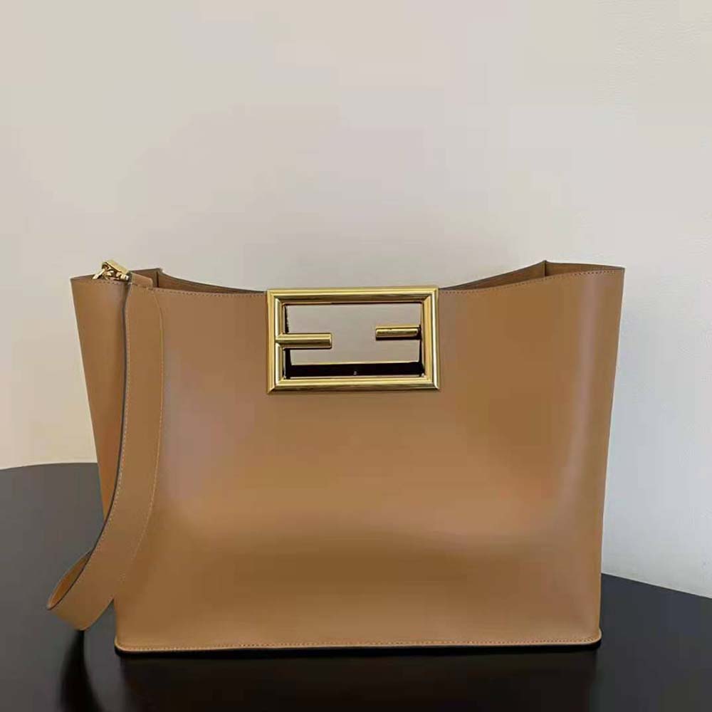 TÚI Fendi Way Medium Made of Camellia-Colored Leather Bag-Brown