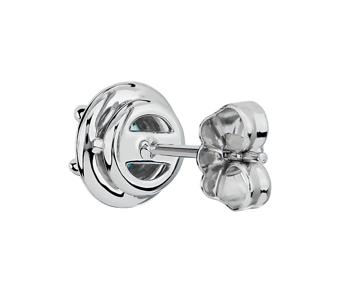 Bông tai vàng trắng 18K Au750 Blue Moissanite Diamond Round Halo Earrings