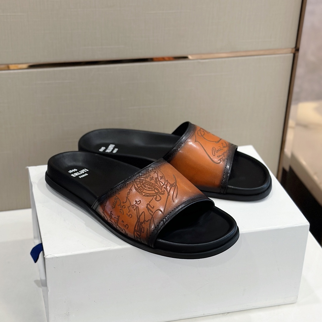 DÉP BERLUTI PATINA LEATHER SLIPPER