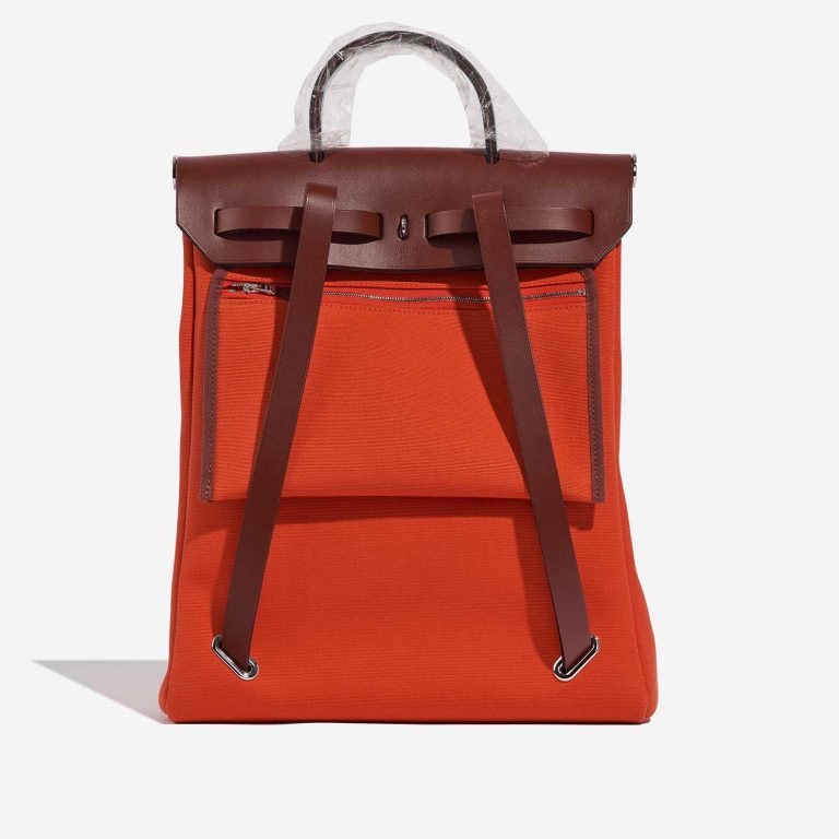 TÚI Hermès Herbag Backpack Toile Vache Hunter Orange Mécano Rouge H