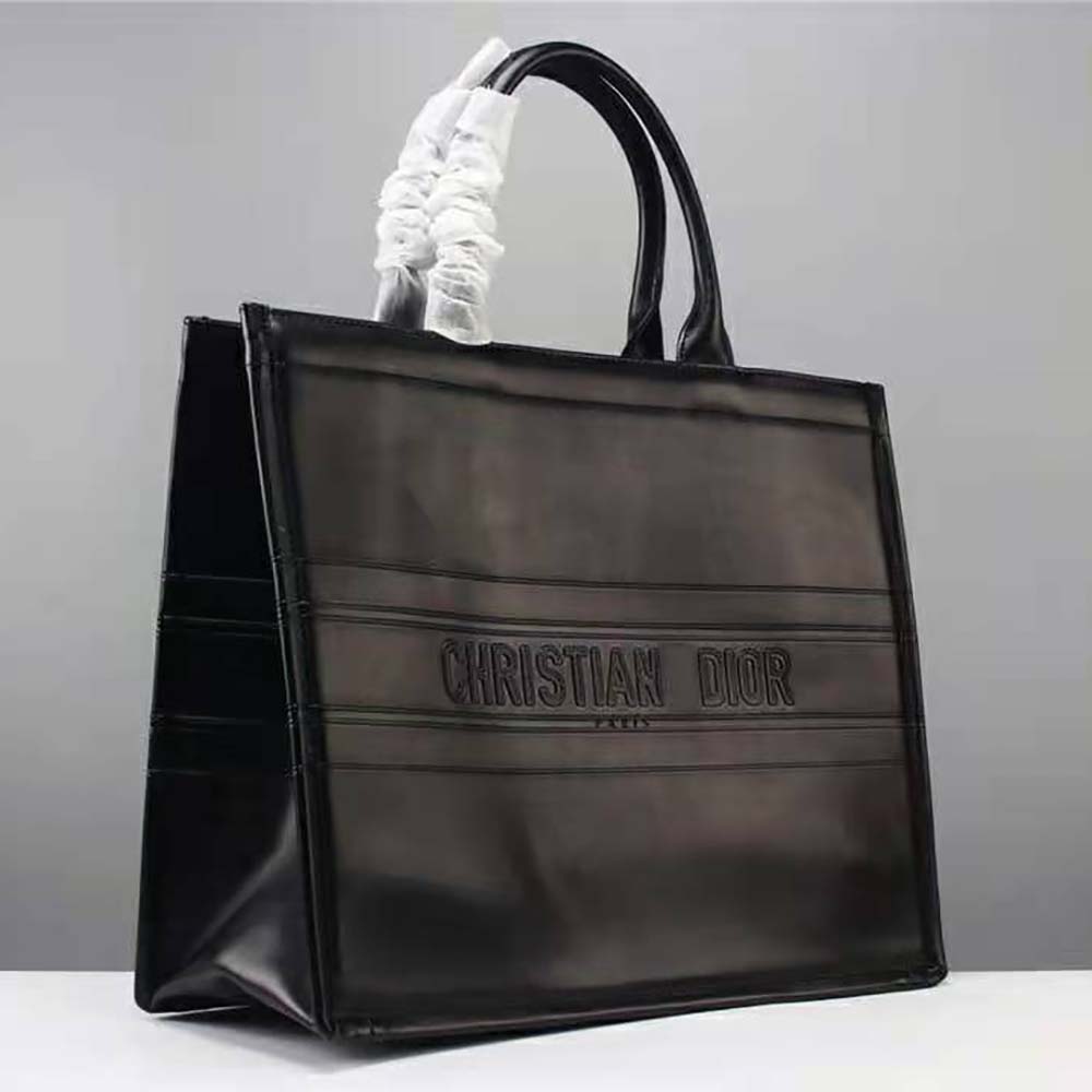 TÚI Dior Women Small Dior Book Tote Black Calfskin