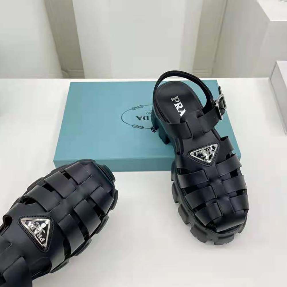 DÉP SANDAL PRADA Rubber Sandals in 55 mm Heel Height-Black