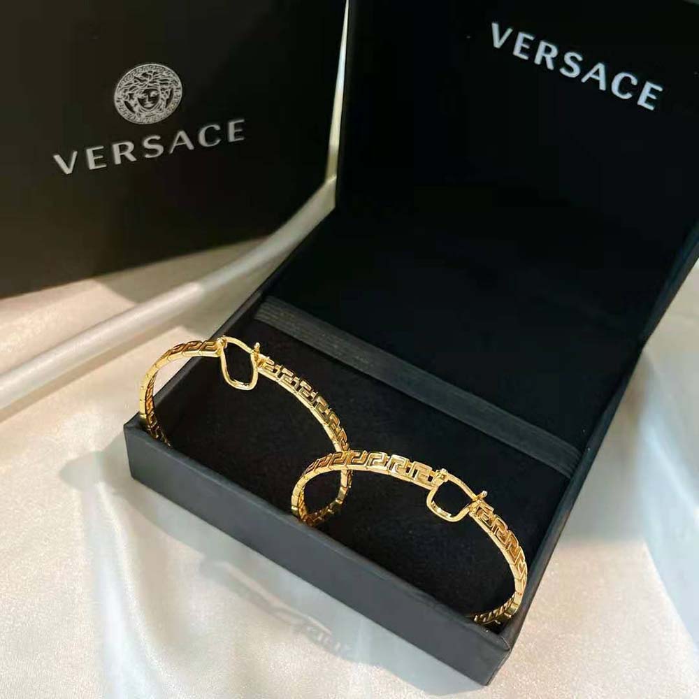 BÔNG TAI Versace Women Large Greca Hoop Earrings-Gold