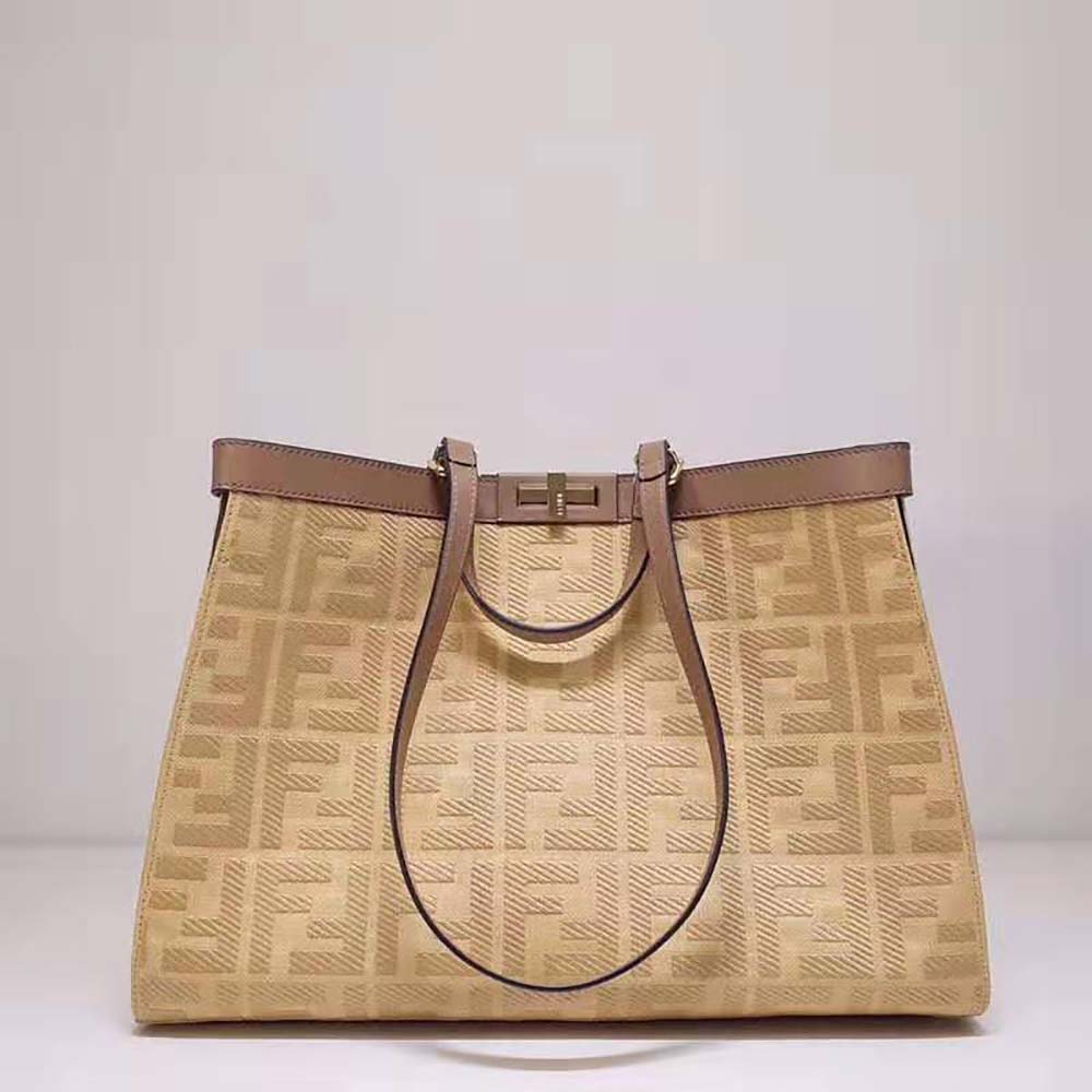 TÚI Fendi Peekaboo X-Tote Beige Canvas Bag