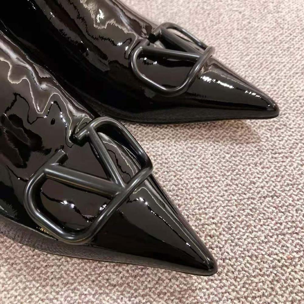Giày Valentino Women Vlogo Signature Patent Leather Ankle Boot 40mm / 1.6 in