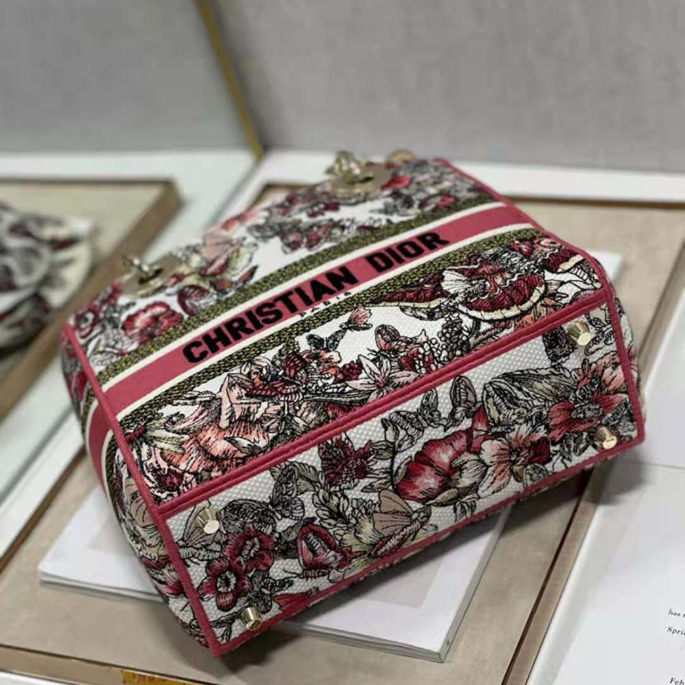 TÚI Dior Women Medium Lady D-lite Bag Multicolor Butterfly Embroidery