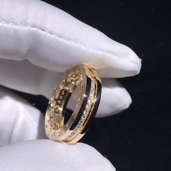 Nhẫn BVLGARI B.Zero1 Pave Diamond Rose Gold vàng hồng 18K