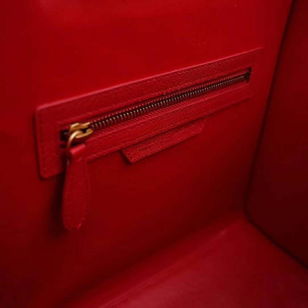 TÚI Celine Women Micro Luggage Handbag in Drummed Calfskin-Red