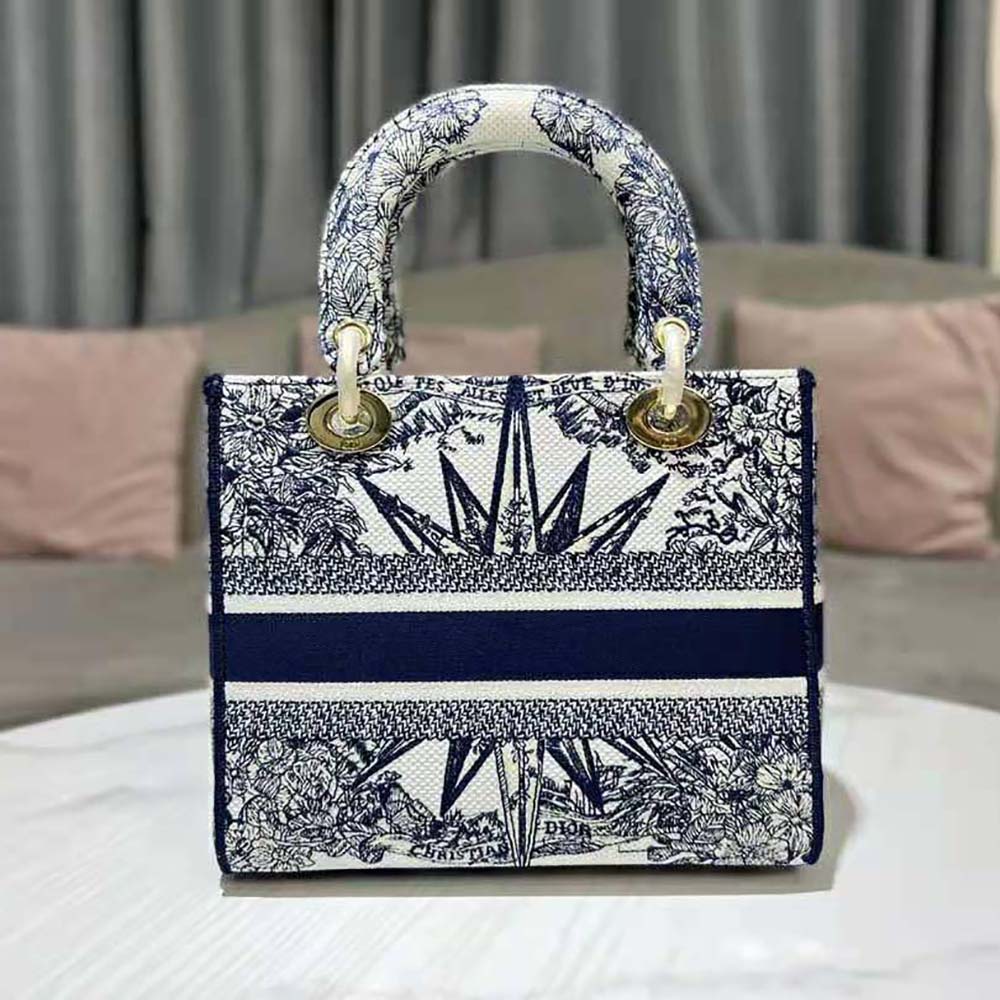 TÚI Christian Dior Lady D-lite Bag Blue Multicolor Rêve D’Infini Embroidery