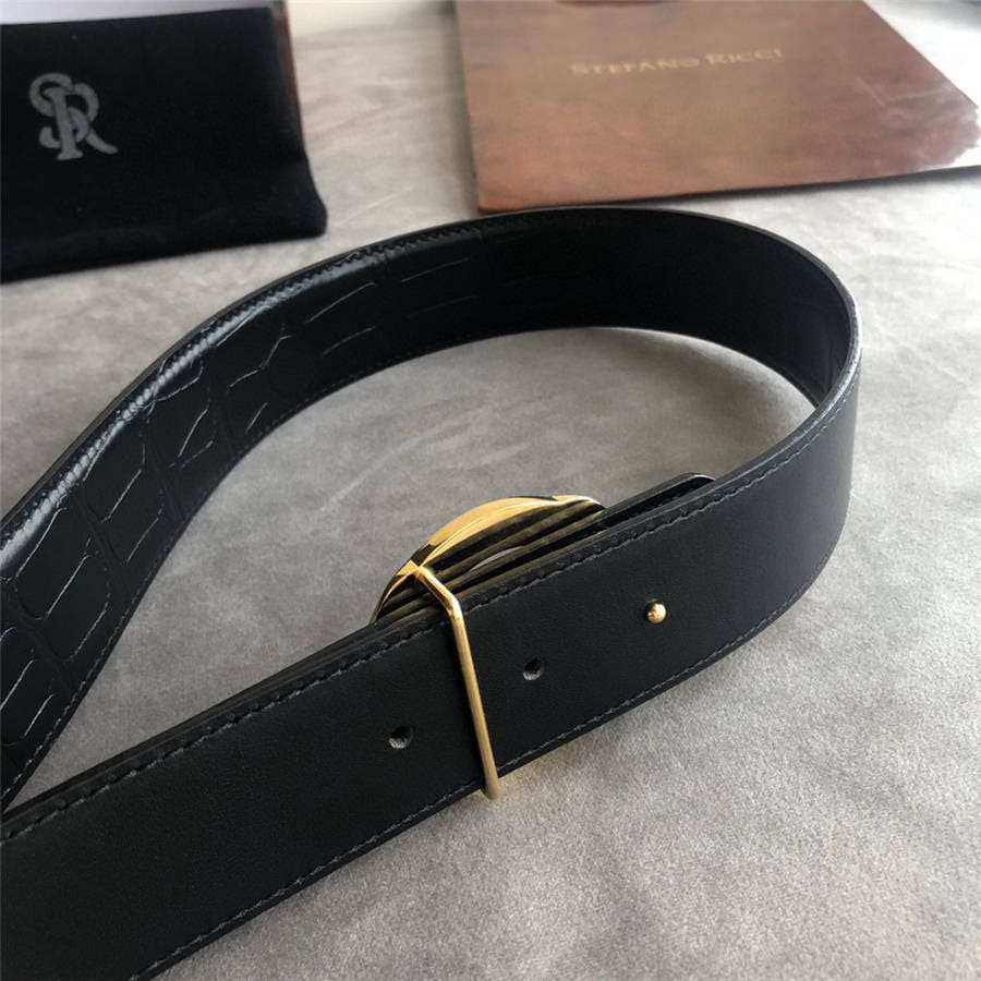 DÂY LƯNG STEFANO RICCI CROCODILE LEATHER DA CÁ SẤU Belt Khóa vàng