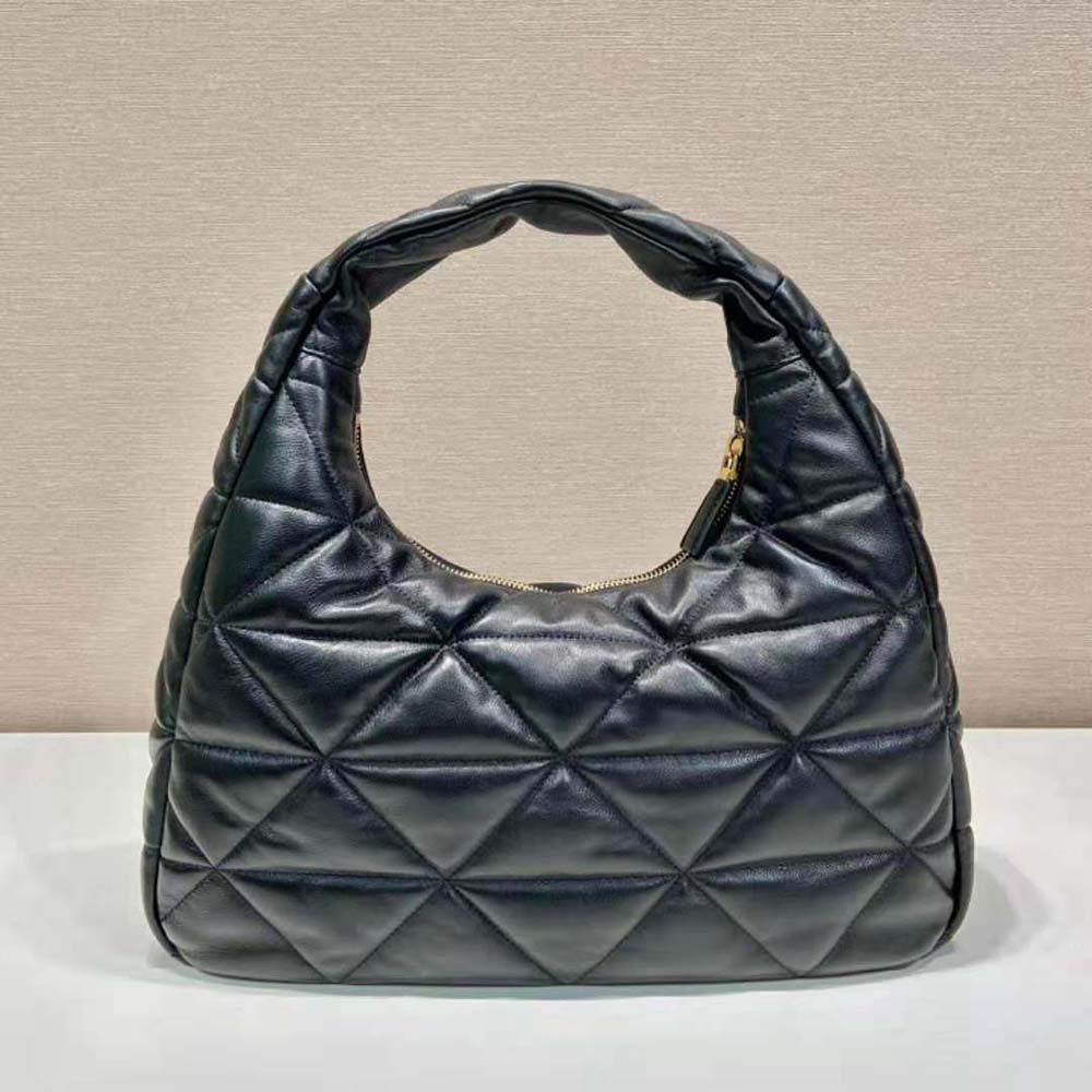 TÚI Prada Large Topstitched Nappa-Leather Bag-Black