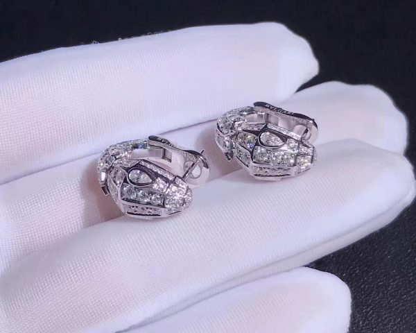 Bông tai BVLGARI Serpenti Full Diamond Pavé vàng trắng 18K