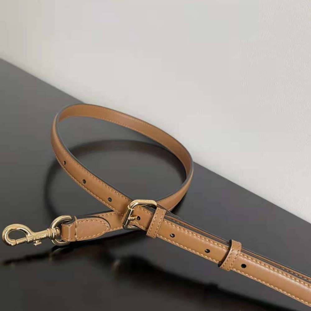 TÚI FENDI Women Touch Leather Bag with A Metal FF Clasp-Brown