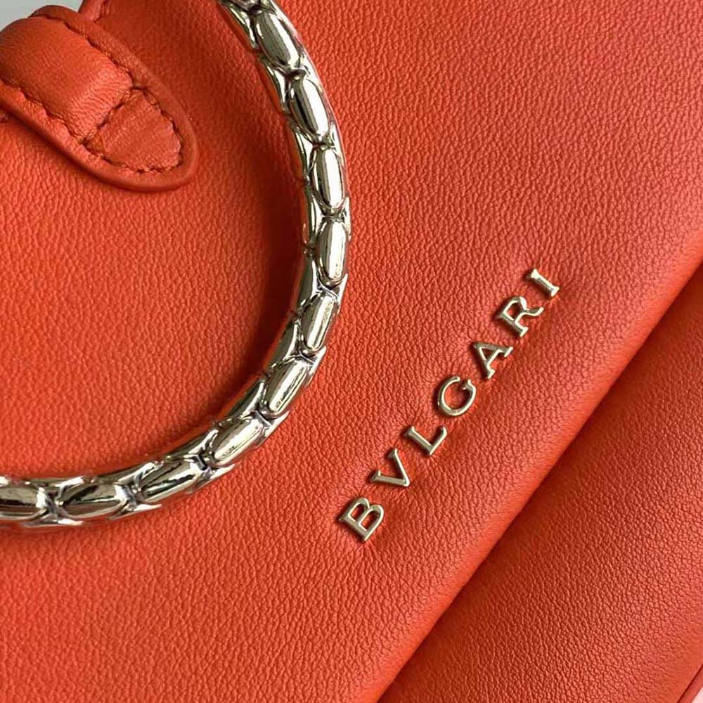 TÚI BVLGARI Women Serpenti Baia Small Shoulder Bag in Calf Leather-Orange