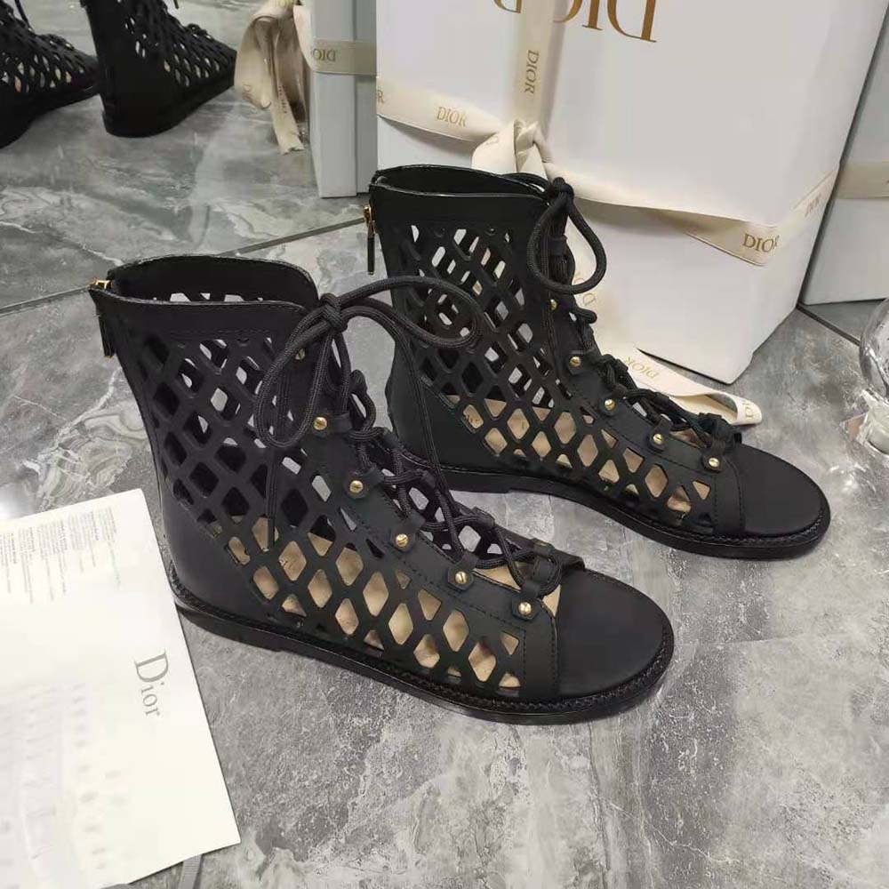 DÉP SANDAL DIOR D-Trap Sandal Black Matte Calfskin in 3cm Heel