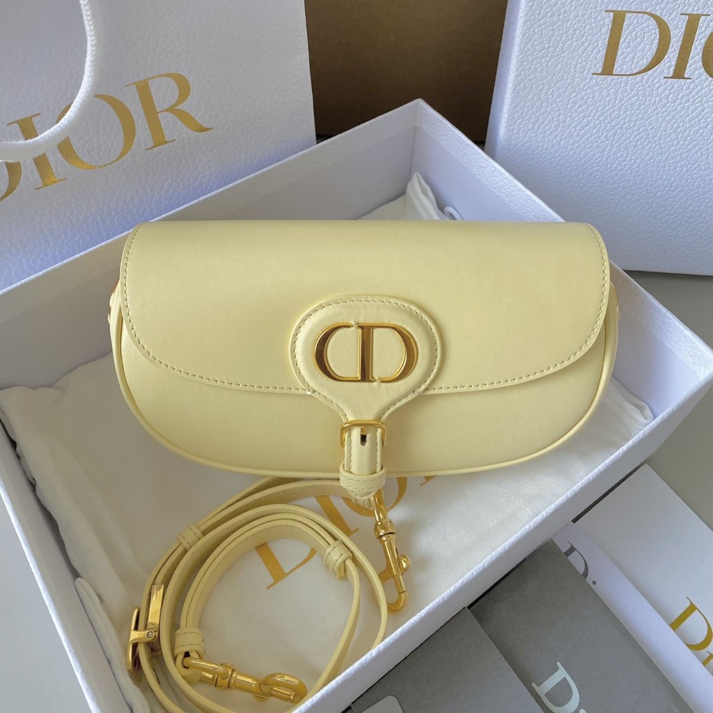 TÚI Dior Women Bobby East-West Bag Box Calfskin-Yellow Top Quality