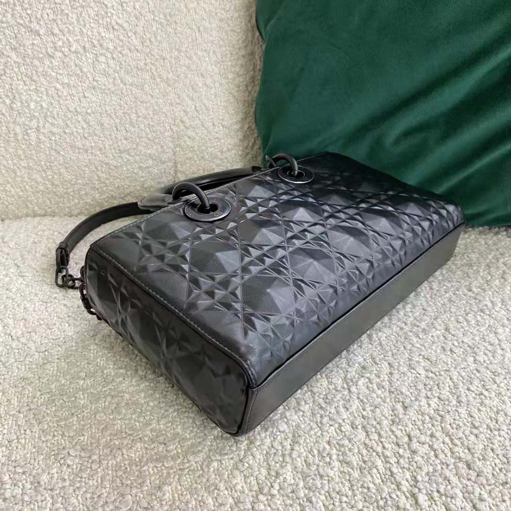 TÚI Dior Women Lady D-Joy Bag Black Cannage Calfskin with Diamond Motif