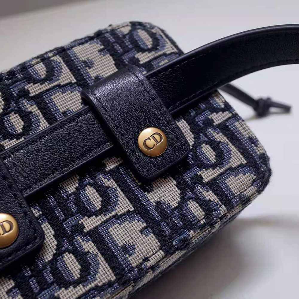 TÚI Dior Women Oblique Belt Pouch Blue Dior Oblique Jacquard