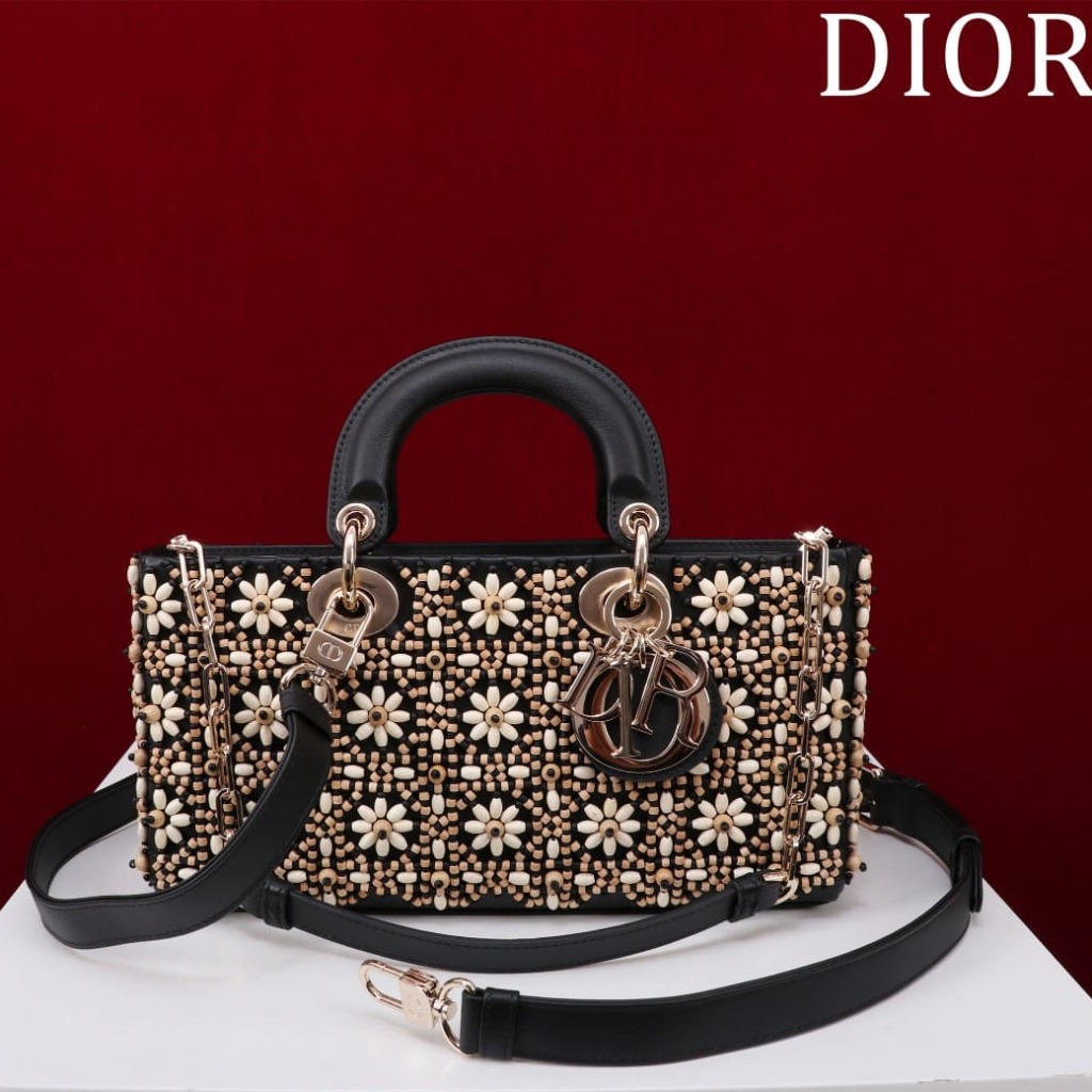 TÚI CHRISTIAN DIOR Lady-Joy embroiders wooden beads hạt gỗ