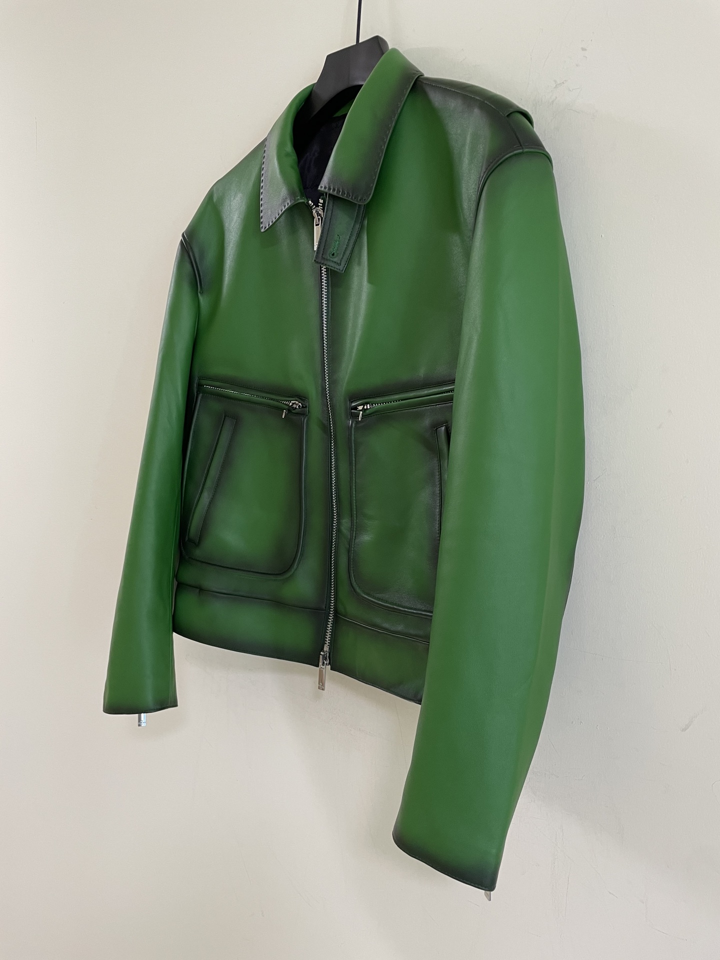 ÁO BERLUTI LEATHER JACKET GREEN