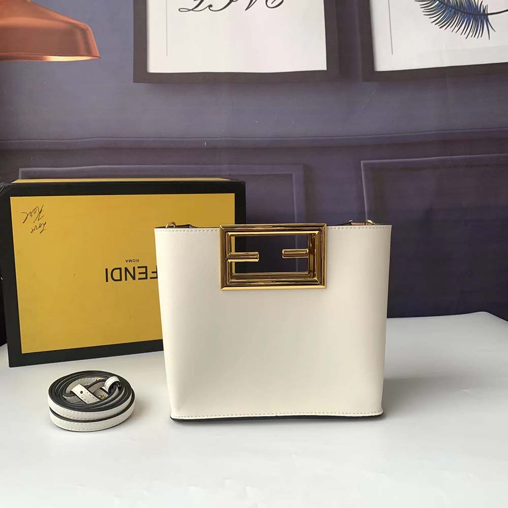 TÚI Fendi Way Medium Made of Camellia-Colored Leather Bag-White