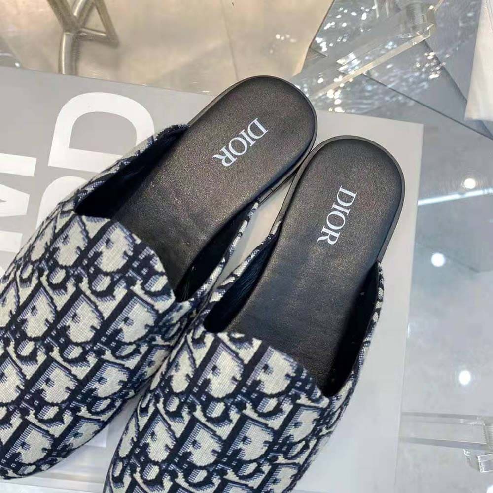 GIÀY DIOR Indior Mule Beige and Black Dior Oblique Jacquard