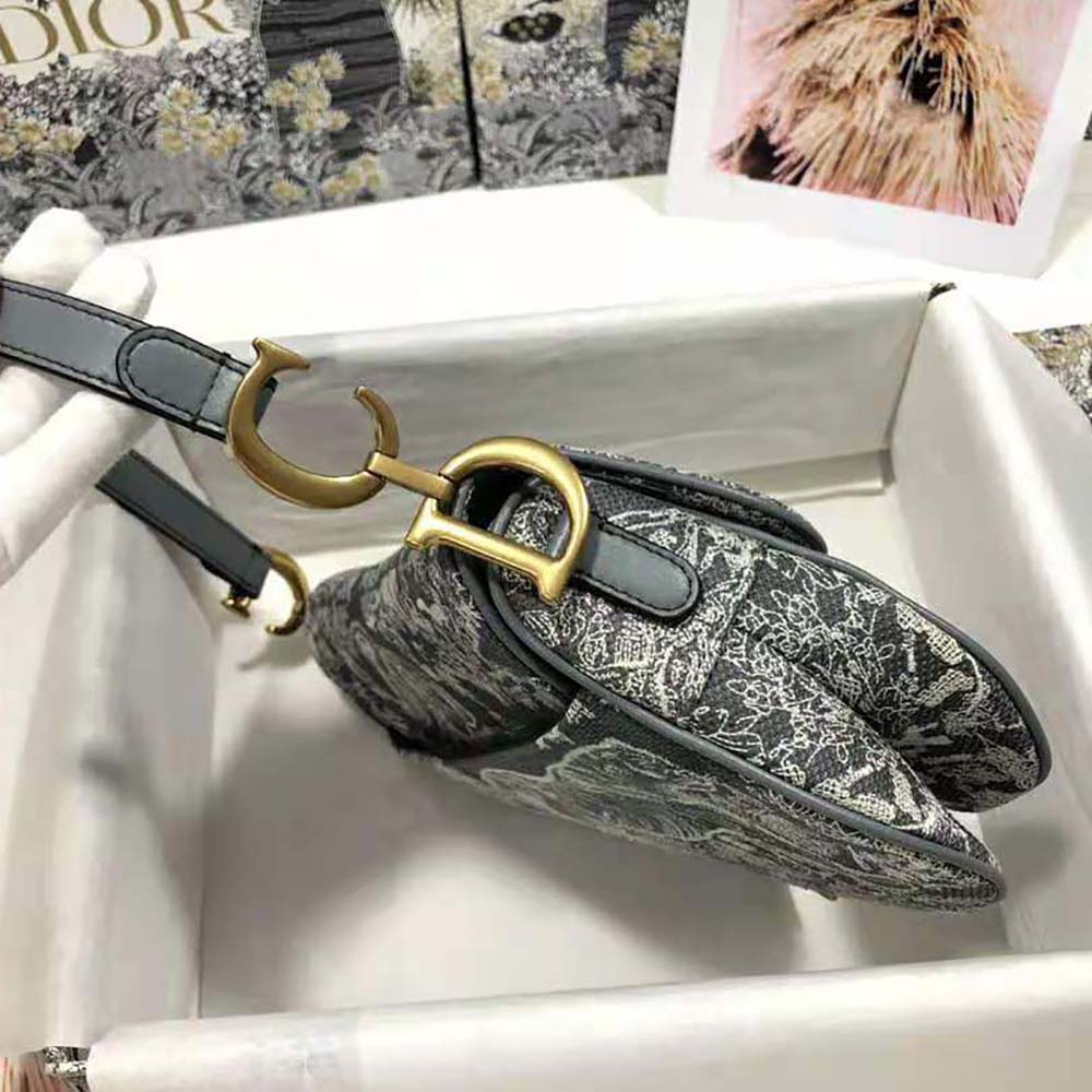 TÚI Dior Women Saddle Bag Toile DE Jouy Reverse Jacquard-Silver