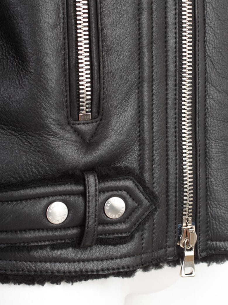 ÁO BALMAIN JACKET LEATHER AND SHEARLING