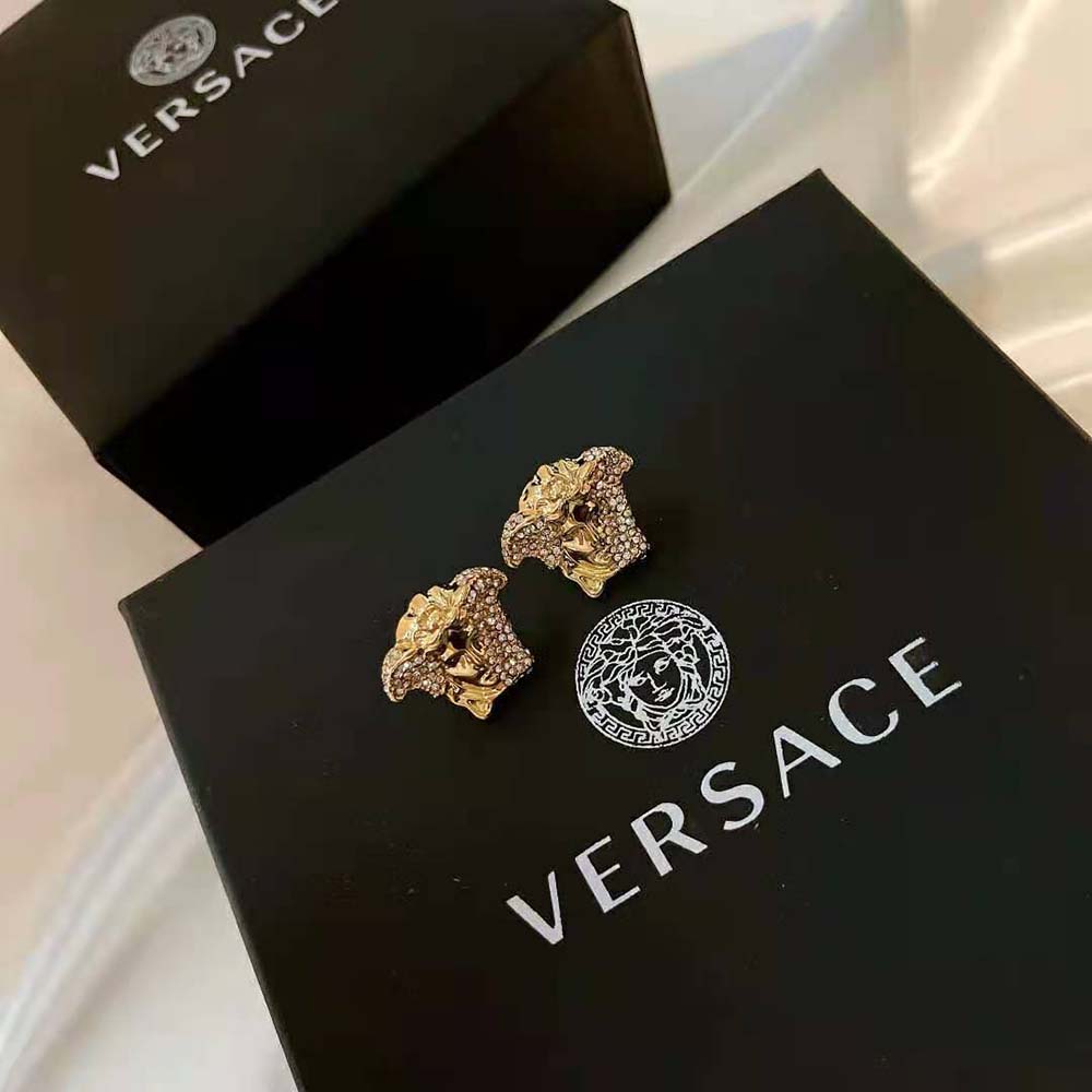 BÔNG TAI Versace Women Palazzo Dia Crystal Earrings-Gold