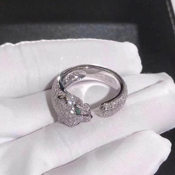 Nhẫn Cartier Panthère de Cartier đính kim cương vàng trắng 18K
