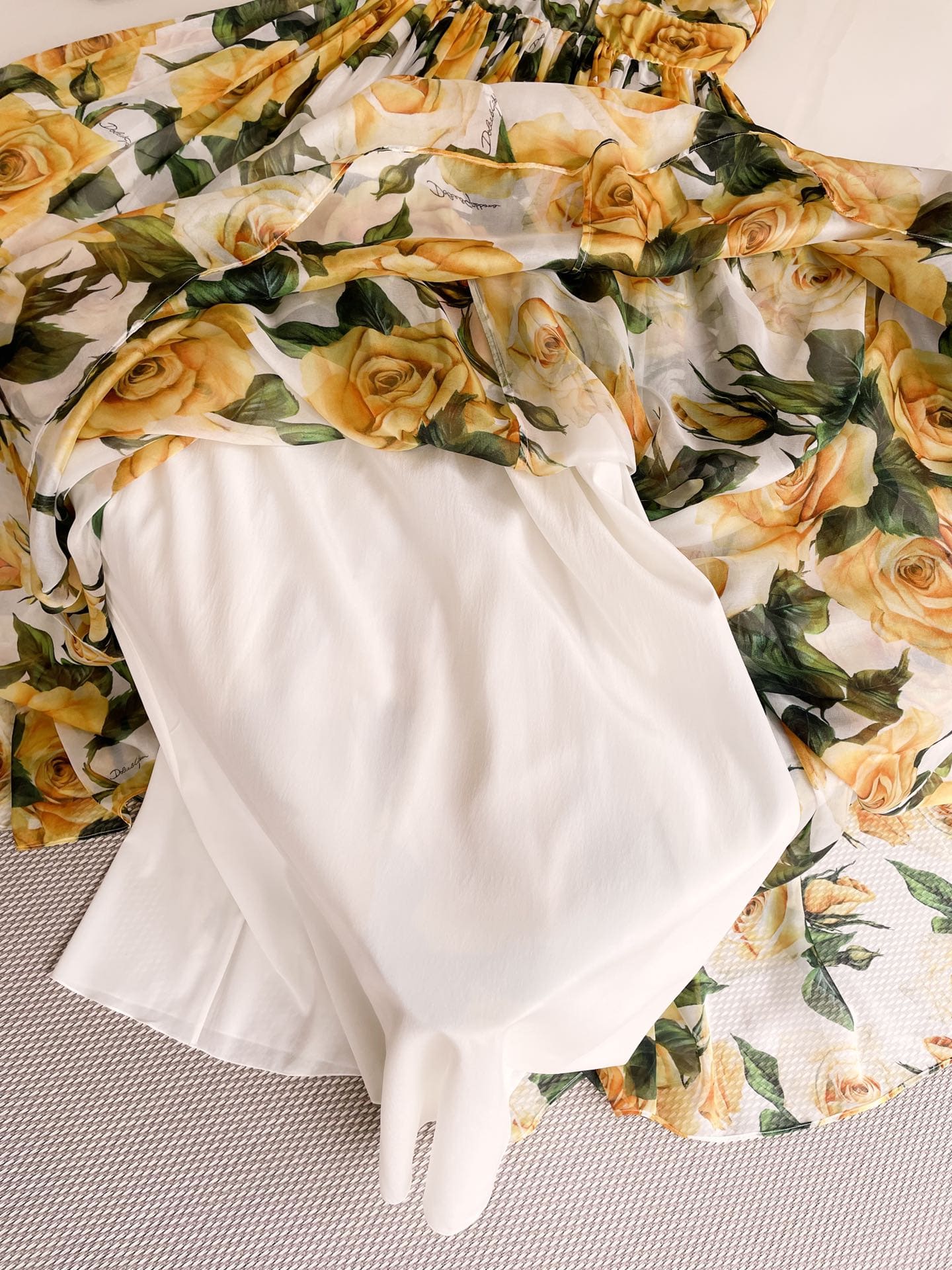 ĐẦM HAI DÂY DOLCE & GABBANA GREEN YELLOW FLORAL PRINT DRESS High Classy