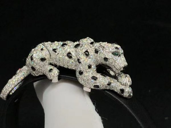 Vòng tay Cartier Toile de Moire Panthere De Cartier vàng trắng 18K