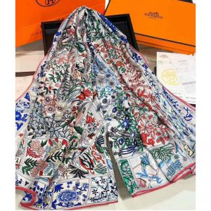 KHĂN Hermes Women Fleurs De Giverny Scarf 90