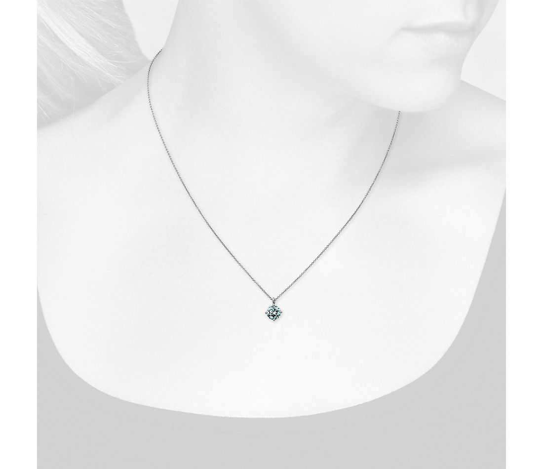 Dây chuyền vàng trắng 18K Au750 Pink Moissanite Diamond  Round Solitaire Pendant Necklace