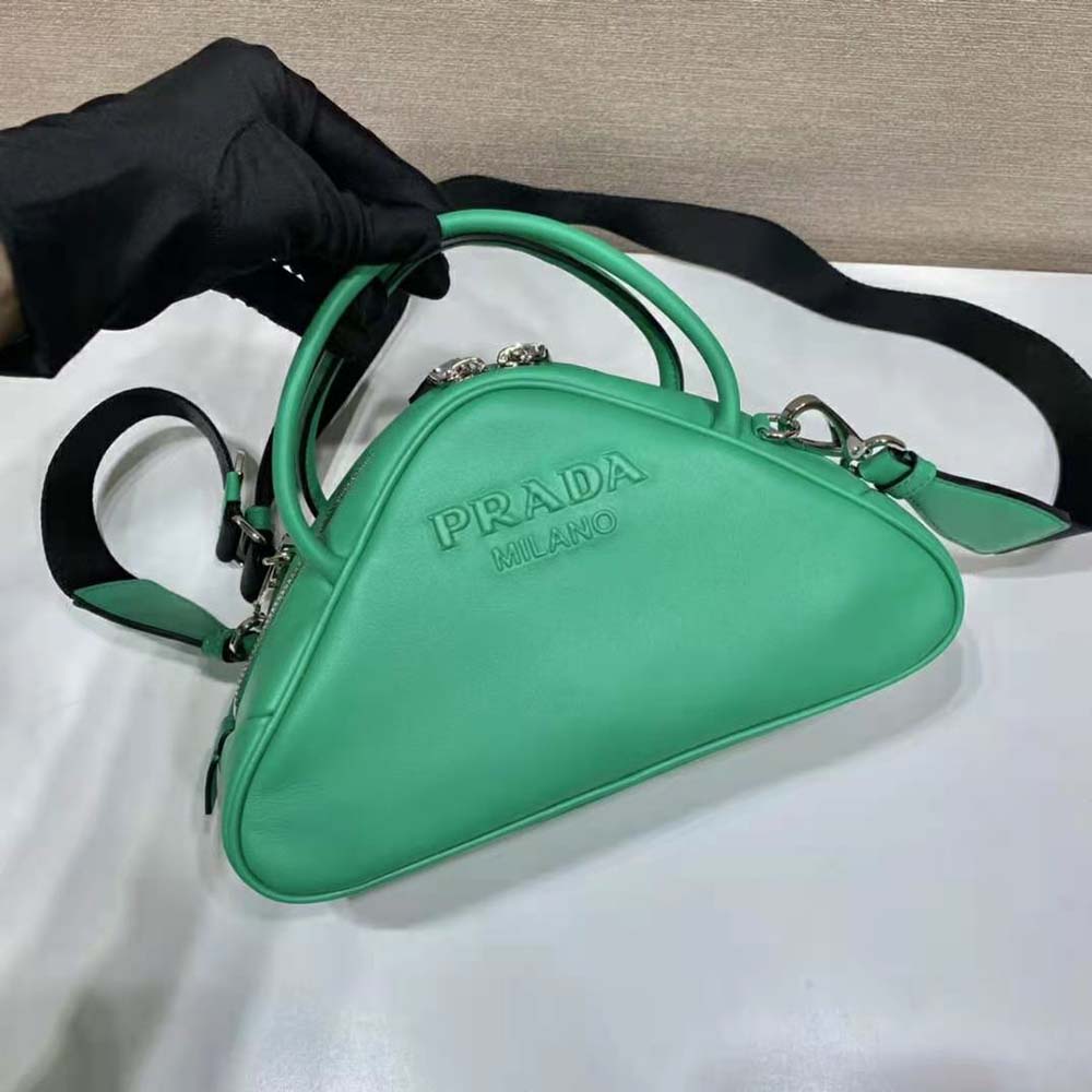 TÚI Prada Women Leather Prada Triangle Bag-Green
