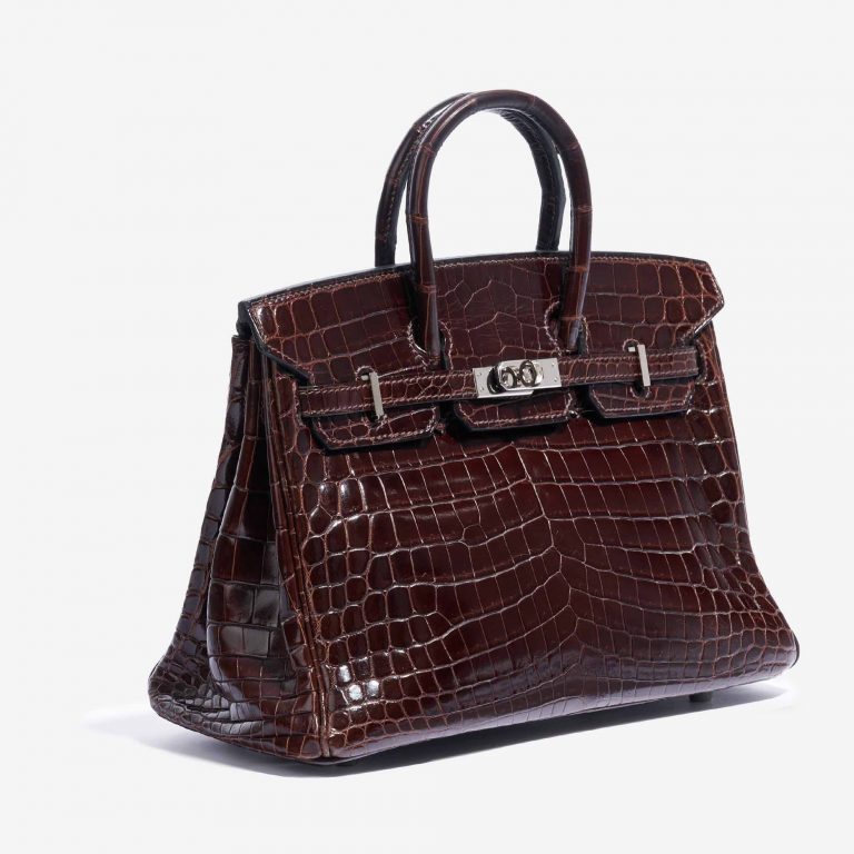 TÚI Hermès Birkin 25 Crocodile Niloticus Cocoan Silver Buckle khóa trắng