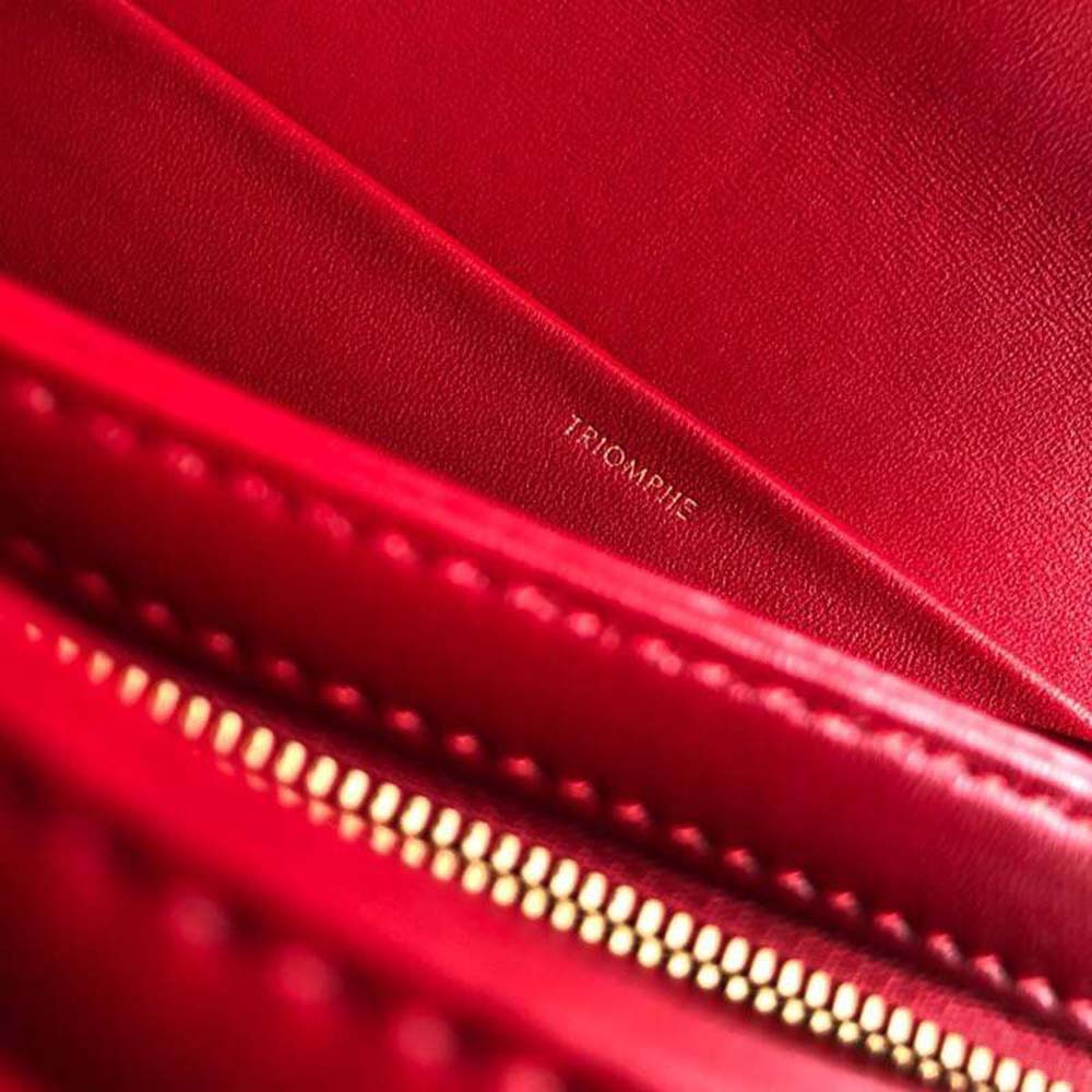 TÚI Celine Women Teen Triomphe Bag in Shiny Calfskin-Red
