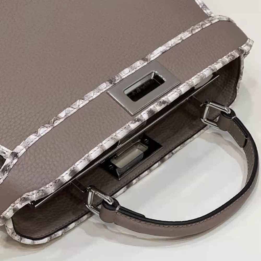 TÚI FENDI Women Peekaboo Iseeu Small Gray Full Grain Leather and Elaphe Bag