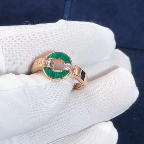 Nhẫn BVLGARI Openwork Malachite kim cương vàng hồng 18K