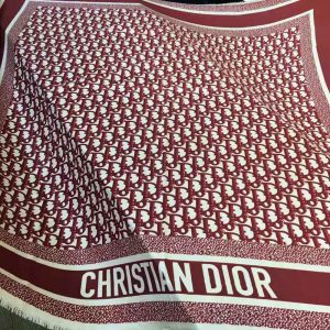 KHĂN Dior Women Dior Oblique Square Scarf Burgundy Silk Twill