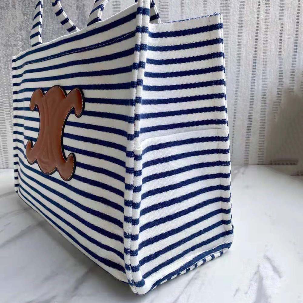 TÚI Celine Women Large Cabas Thais in Striped Textile