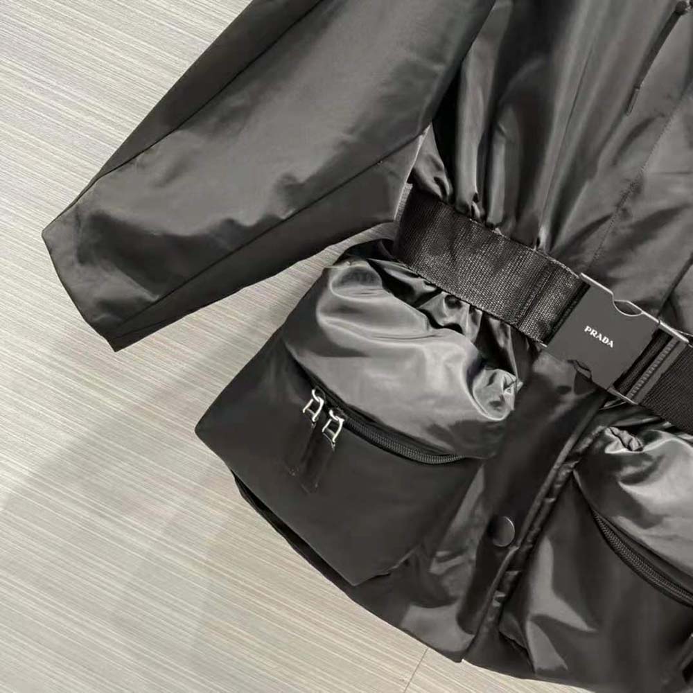 ÁO Prada Women Re-Nylon Gabardine Blouson Jacket-Black