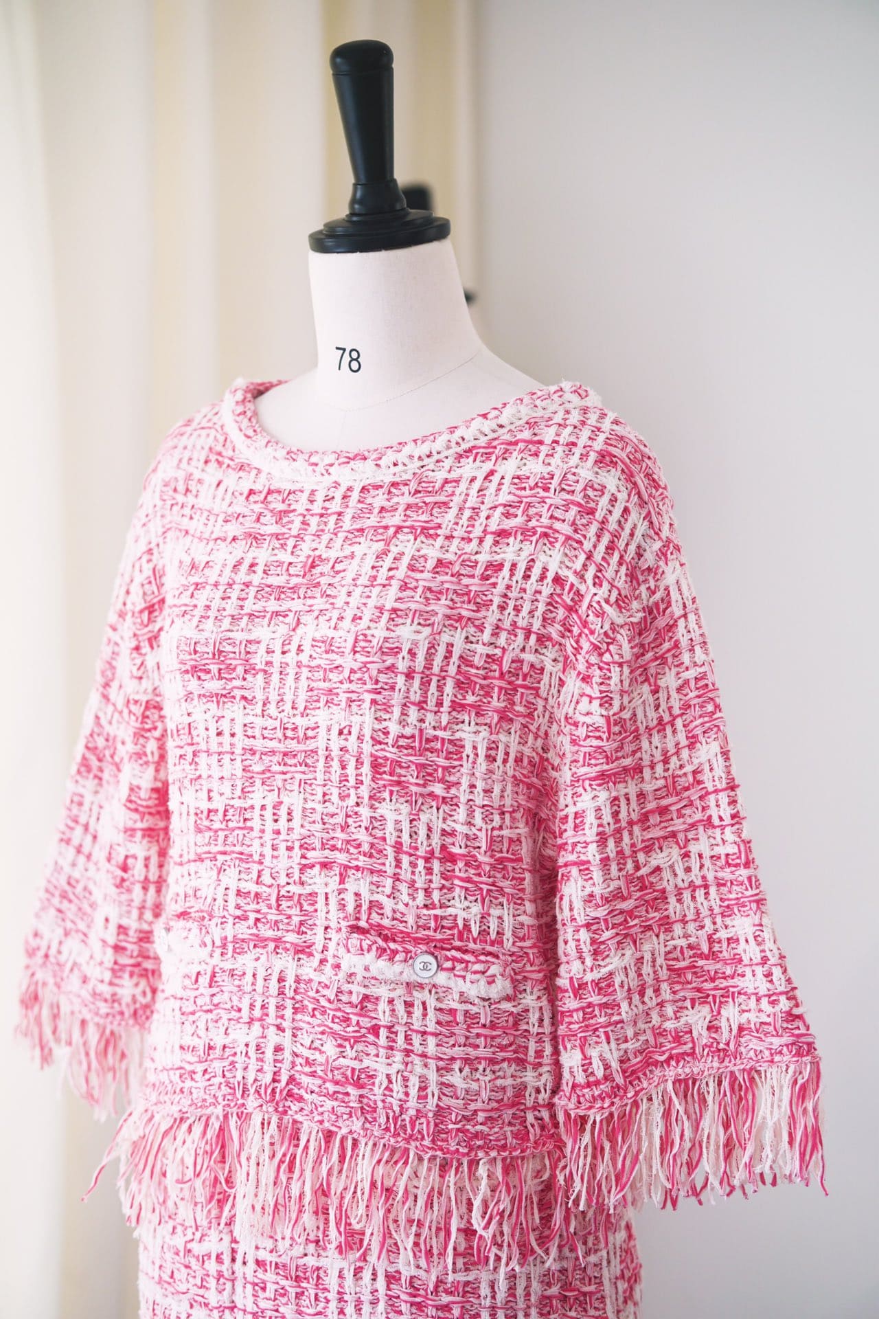 BỘ ĐỒ CHANEL MÀU HỒNG TWEED PINK MID DRESS High Classy