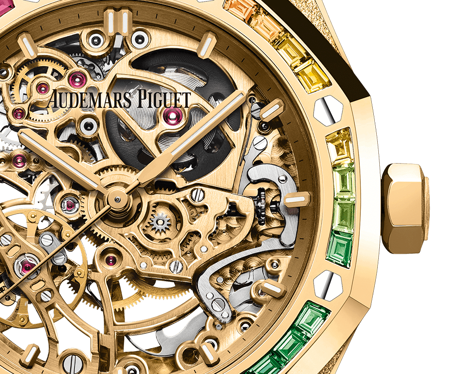 Đồng hồ Audemars Piguet Royal Oak Double Balance Openworked Yellow Gold Frosted mặt số vàng gold