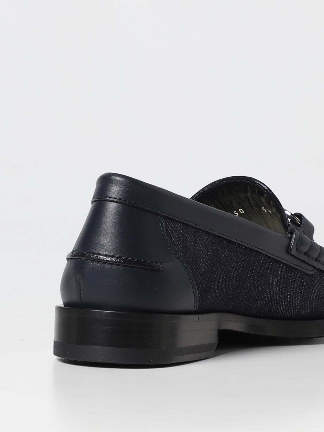GIÀY FENDI Loafers in denim and leather
