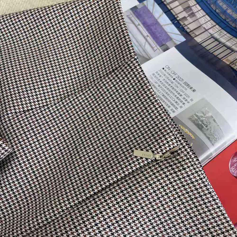 Chân váy Fendi Beige Houndstooth Wool Skirt